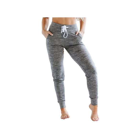 Azura Exchange  Gray Drawstring Waist Pocketed Joggers - Picture 3 of 3